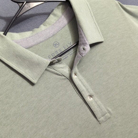 Free Fly Apparel Shirt Men's XL Green Bamboo Polo Short Sleeve Performance - Picture 1 of 11